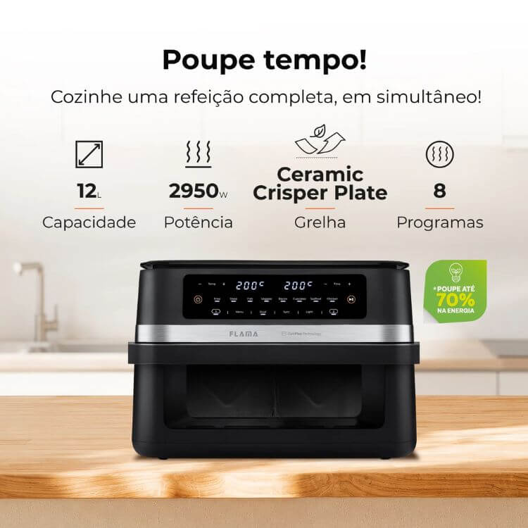 Fritadeira Air Fryer Flama 674FL Ceramic CrisperPlate Flex XXL 12L 2950W
