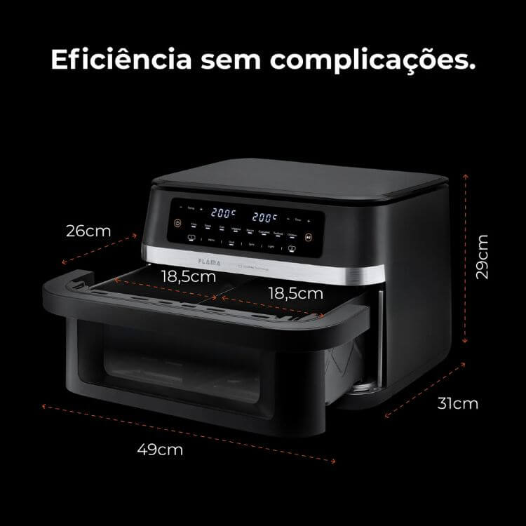 Fritadeira Air Fryer Flama 674FL Ceramic CrisperPlate Flex XXL 12L 2950W