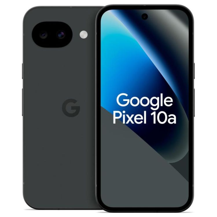 Google Pixel 10a 5G preto, vista frontal e traseira, com 8GB/256GB e dual sim.