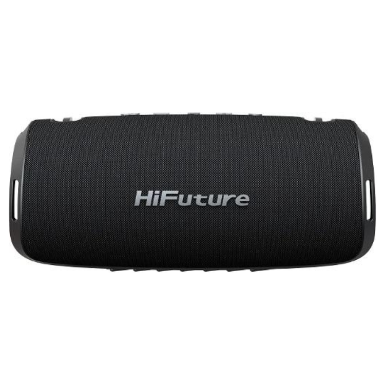 Black portable Bluetooth speaker, HiFuture Gravity 45W, with gray logo and accents.