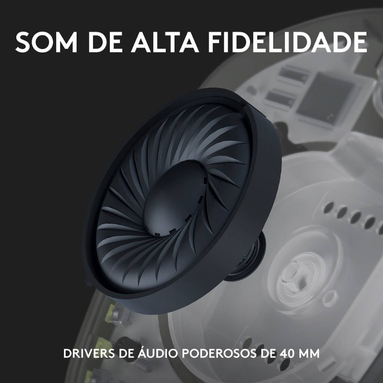 Black Logitech G435 Lightspeed wireless gaming headset driver, 40mm.
