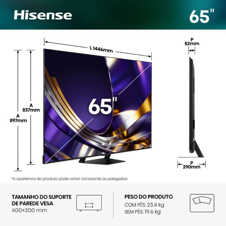 Televisão Hisense U7S Pro (2026) Smart TV 4K Mini LED 65"