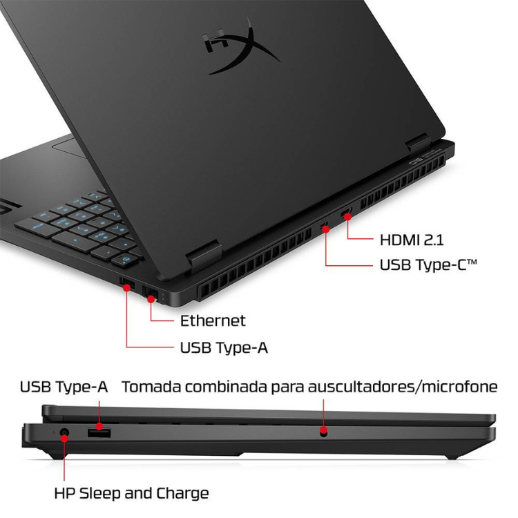 Portátil HP HyperX OMEN 15-gb0013npx 15.3" R5 16GB/512GB RTX5050 Preto s/ Sistema Operativo