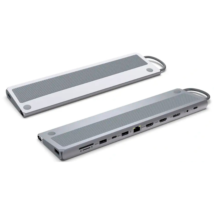 Hub Ewent EW1150 USB-C 12-em-1 Cinzento