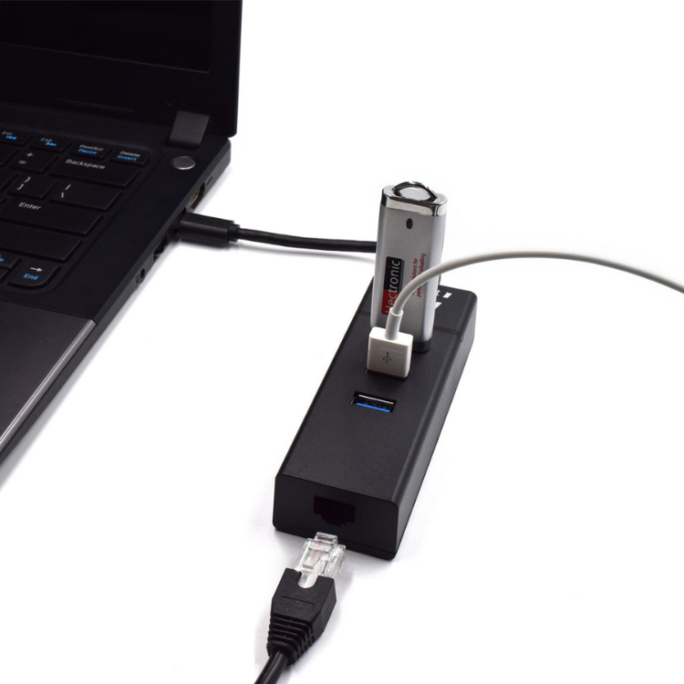 Hub Ewent 3x USB-C p/ USB-A + Rede Gigabit