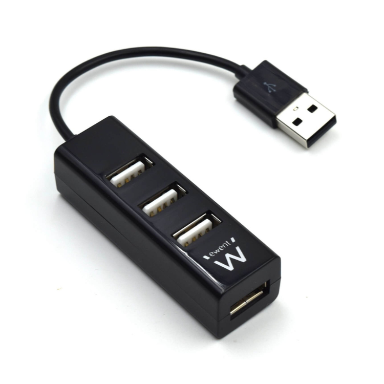 Hub USB 4 Portas USB 2.0 Ewent Preto