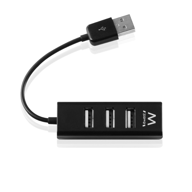 Hub USB 4 Portas USB 2.0 Ewent Preto