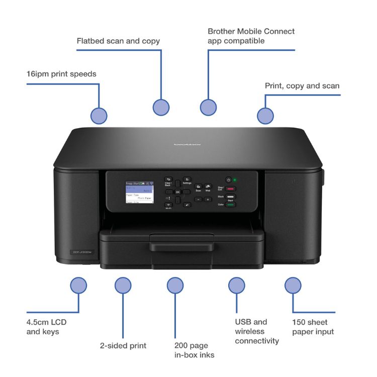 Impressora Multifunções Brother DCP-J1310W Jato de Tinta Wi-Fi Cores