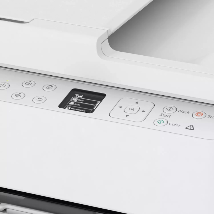 Canon Pixma TS7550i white inkjet printer control panel with buttons