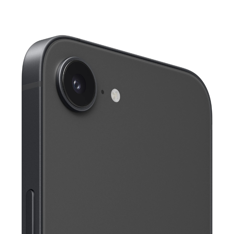 iPhone 16e 128GB Preto, smartphone com ecrã e processador Apple A16 Bionic, câmara traseira simples.