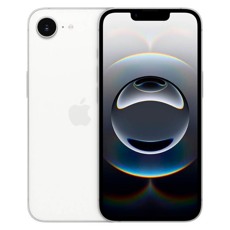 iPhone 16e 128GB Branco, smartphone Apple com ecrã touchscreen, processador A16 Bionic, câmara dupla.
