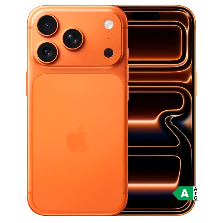 iPhone 17 Pro 256GB Laranja, smartphone Apple com ecrã OLED, processador A17 Bionic, câmaras triplas e bateria de 4500mAh.