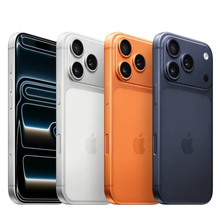 iPhone 17 Pro Max prata 512GB, ecrã OLED, processador A19,  câmaras triplas, bateria de longa duração.