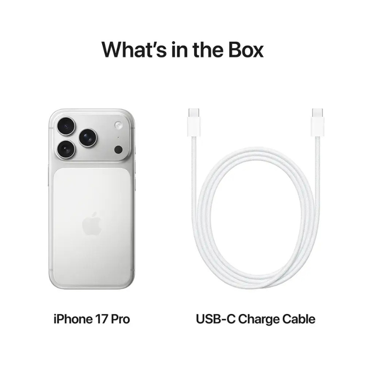 iPhone 17 Pro Max prata, 256GB, ecrã, processador A19, câmaras triplas, bateria 4500mAh.