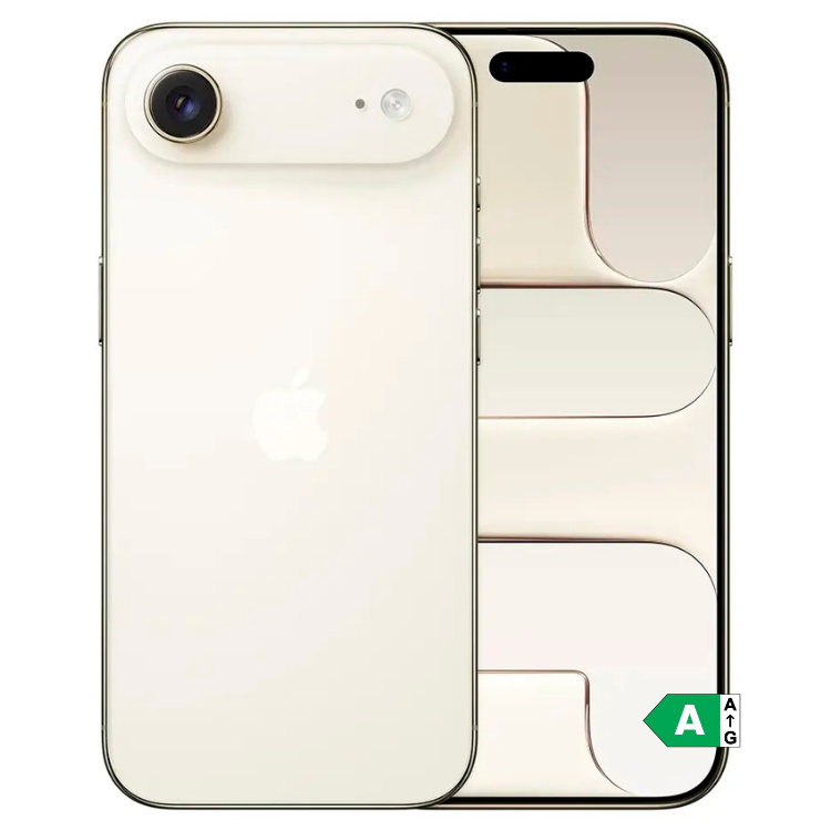 iPhone Air 256GB dourado, vista frontal e traseira, com câmera e logotipo Apple.