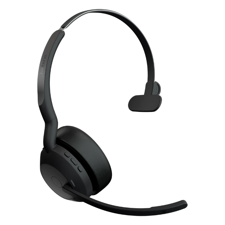 Black Jabra Evolve2 55 stereo headset with microphone.