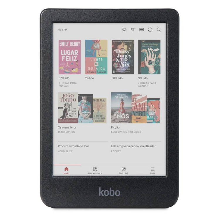 eReader Kobo Clara Colour 6" 16GB Wi-Fi preto, ecrã a cores, biblioteca de livros digital.