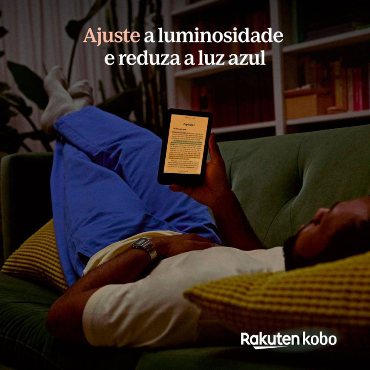 eReader Kobo Clara Colour 6 polegadas 16GB Wi-Fi preto com ecrã a cores em tinta eletrónica.