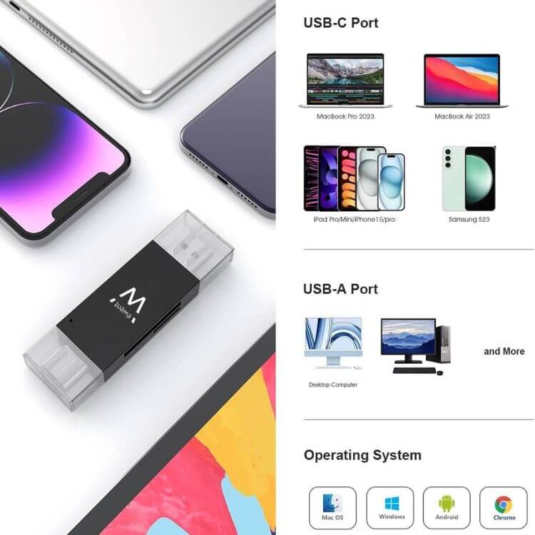 Leitor de Cartões Ewent EW1075 USB 3.1 Gen 1 USB-C/USB-A