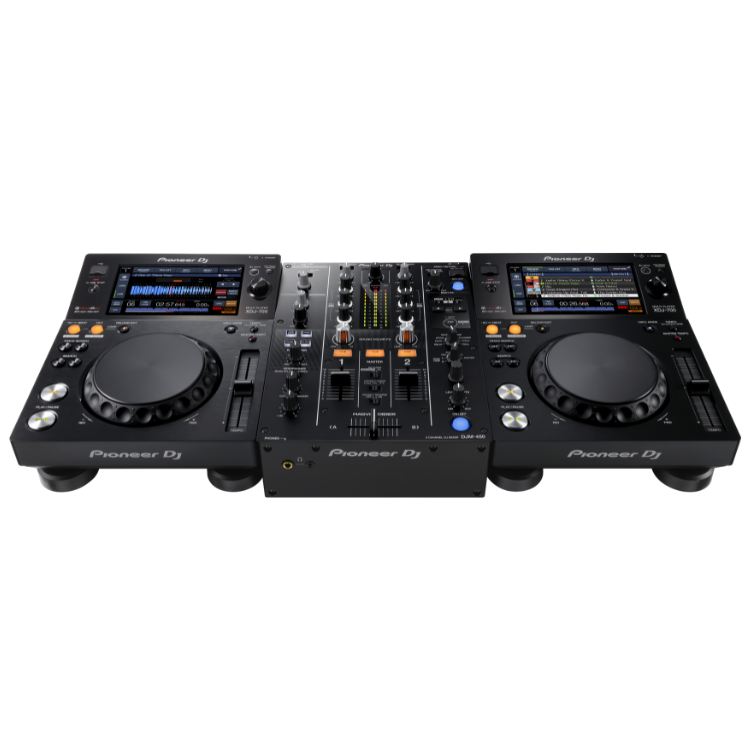 Pioneer DJ XDJ-700 professional DJ player, black, with dual jog wheels and screens.