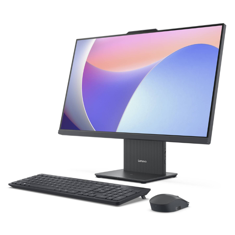 Computador all-in-one Lenovo IdeaCentre AIO 3, ecrã de 27 polegadas FHD, preto, com teclado e rato.