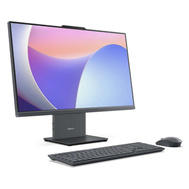 Computador all-in-one Lenovo IdeaCentre AIO 3, ecrã 27 polegadas FHD preto com teclado e rato.