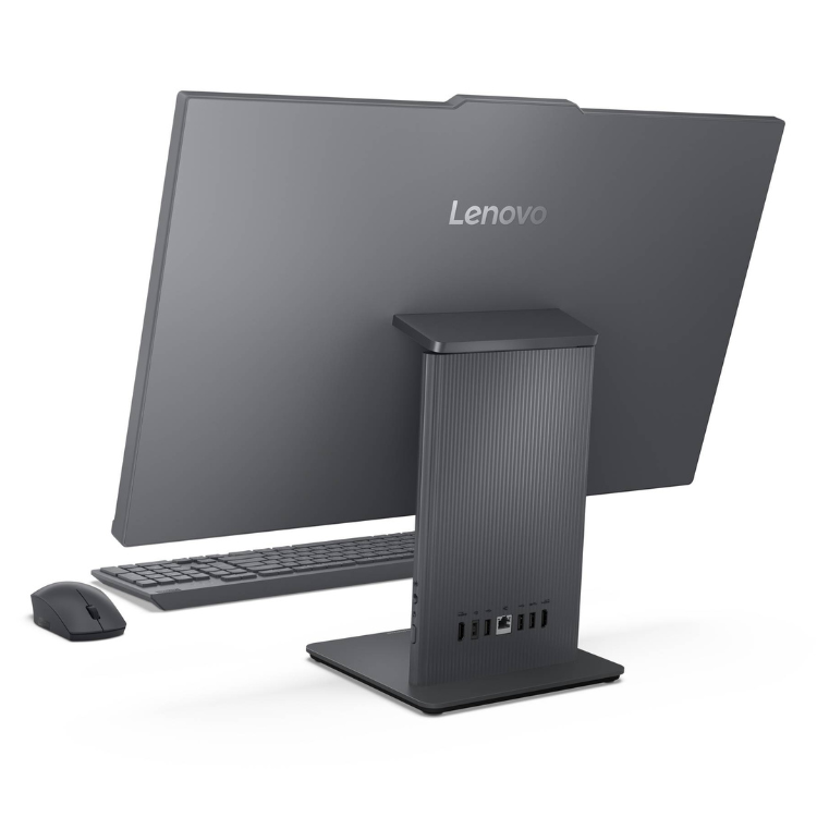 Computador all-in-one Lenovo IdeaCentre AIO 27ARR9, preto, com monitor de 27 polegadas, teclado e rato.