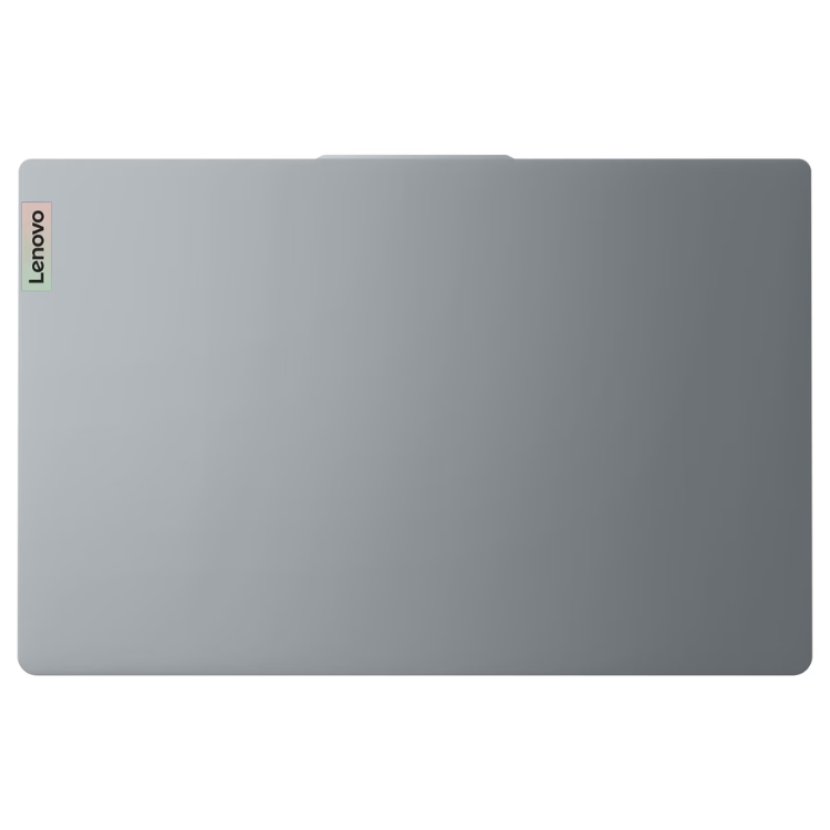 Portátil Lenovo IdeaPad Slim 3 cinzento com logotipo Lenovo no canto superior esquerdo.