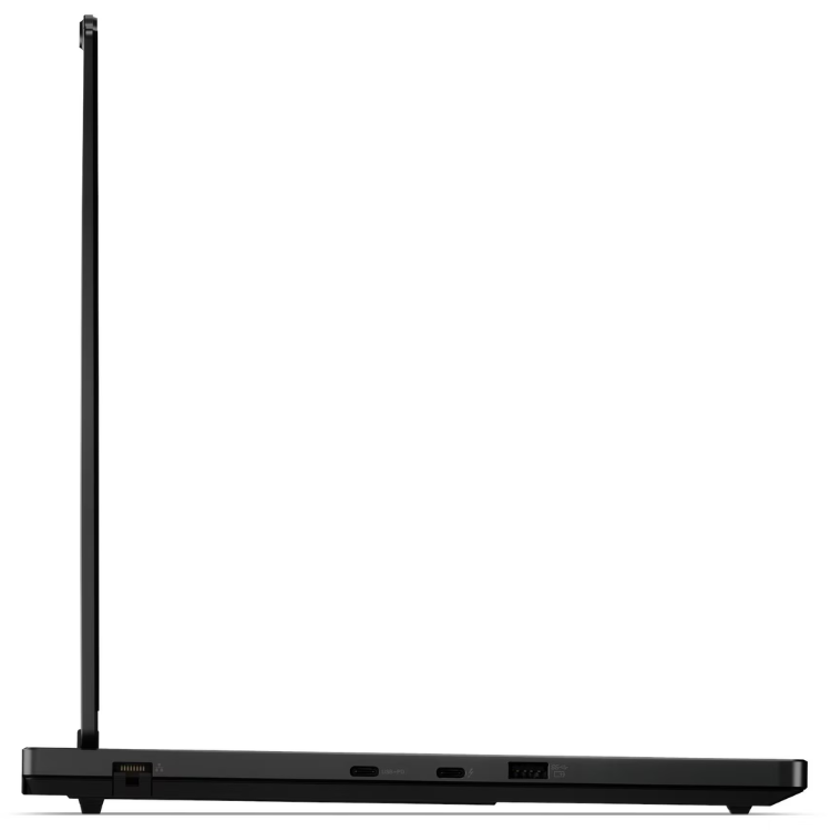 Portátil Lenovo Legion 5 preto, vista lateral com várias portas e antena, sem sistema operativo.