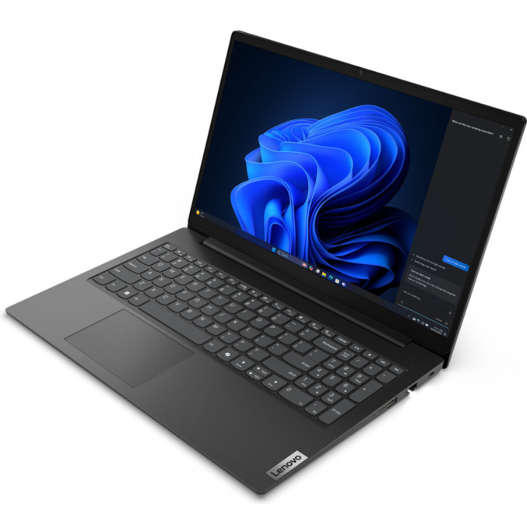 Lenovo V15 G5 IRL laptop, black, 15.6" screen, Windows 11 Pro.