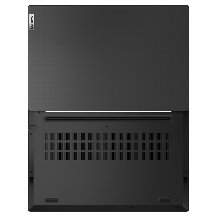 Lenovo V15 G5 IRL laptop back, black, Lenovo logo top left.