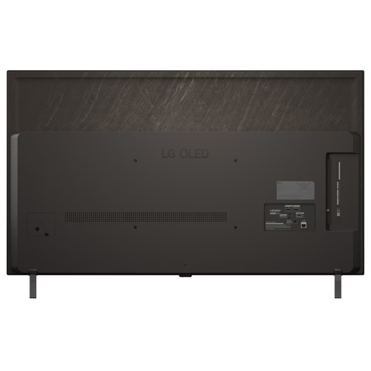 TV LG OLED55B56LA, preto, parte de trás com entradas e logotipo.