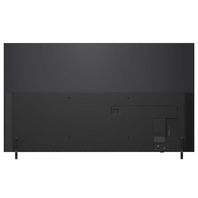 TV LG QNED82 2024, 43", preto, parte de trás com entradas e suporte.