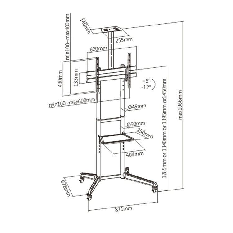 Suporte Móvel de Chão Ewent 37" - 70" Preto