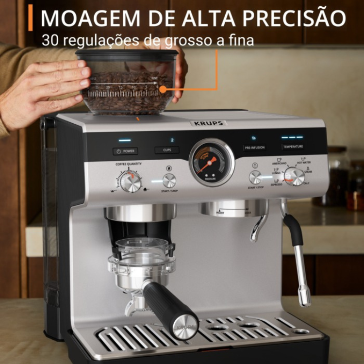 Máquina de Café Manual Krups Precision XP801T10 Inox