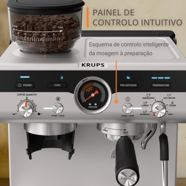 Máquina de Café Manual Krups Precision XP801T10 Inox