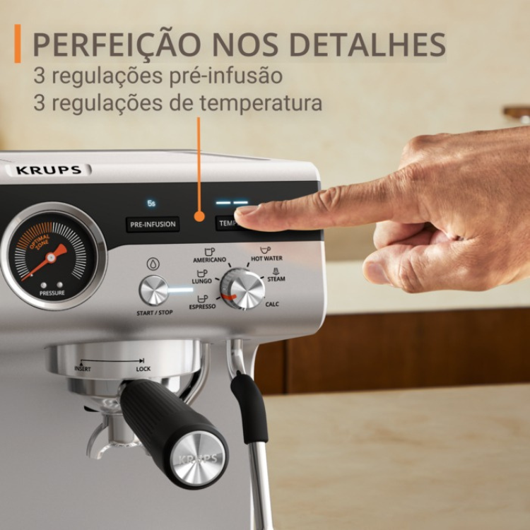 Máquina de Café Manual Krups Precision XP801T10 Inox