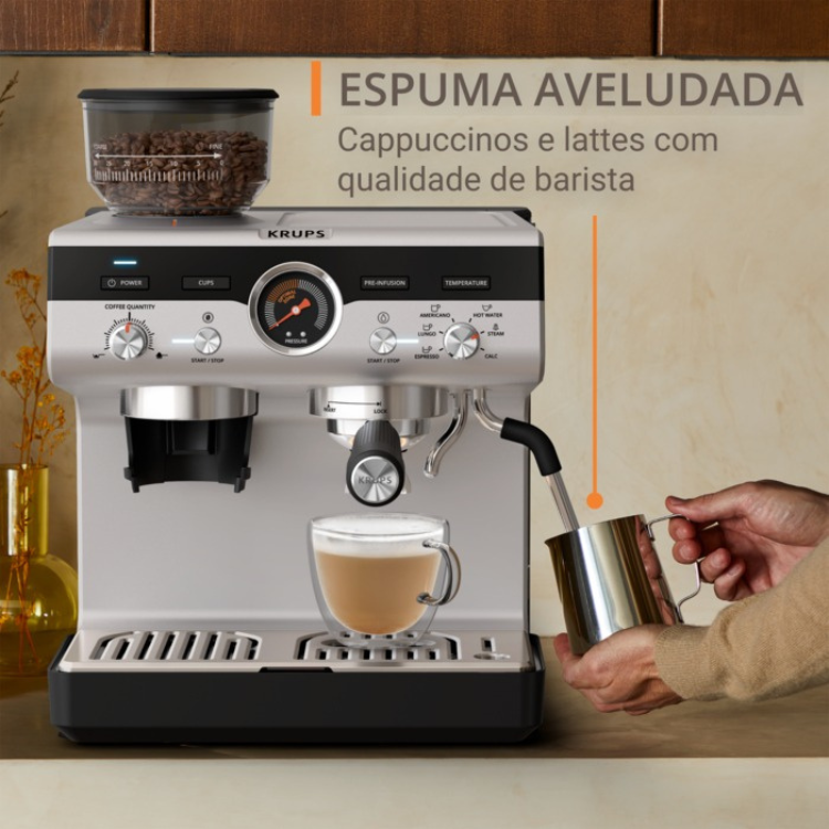 Máquina de Café Manual Krups Precision XP801T10 Inox