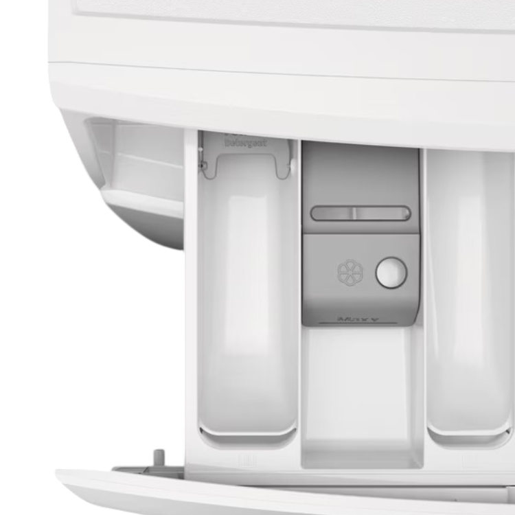 Máquina de lavar roupa AEG LFA6K8241C, 8Kg, 1200RPM, Classe A, Branco, com gaveta de detergente destacada.