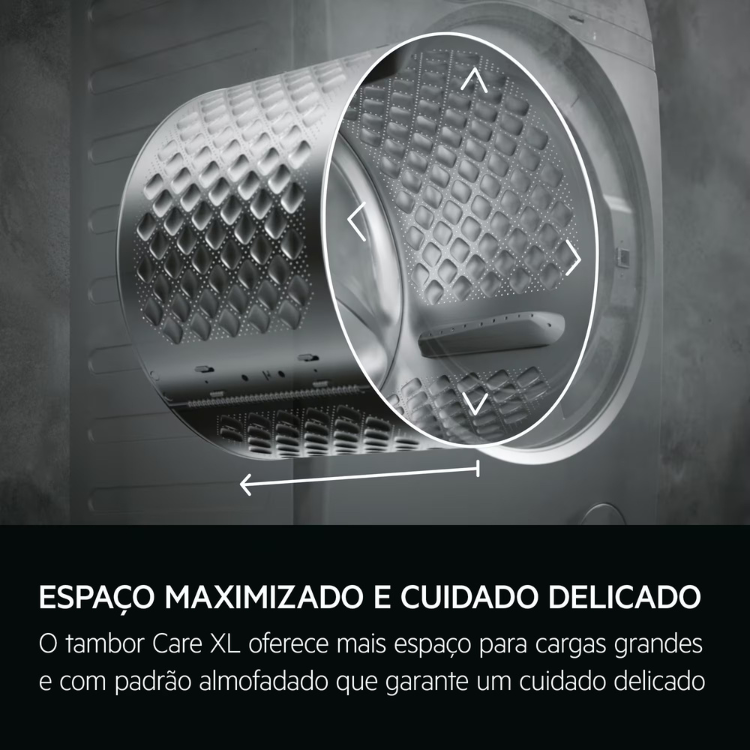 Máquina de lavar AEG LFA6K8241C, tambor Care XL com padrão almofadado para cuidado delicado, capacidade de 8kg, 1200RPM, cor branca.