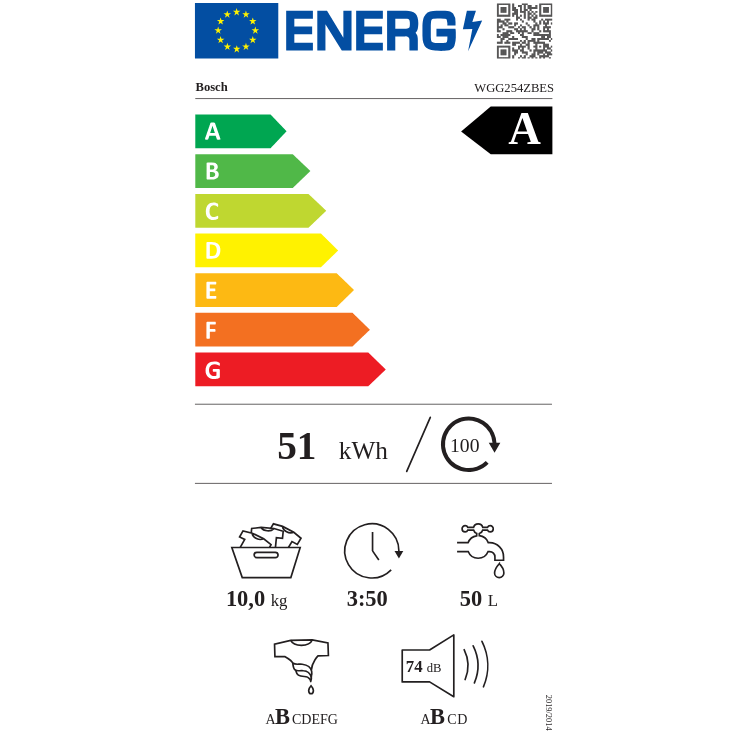 Máquina de Lavar Roupa Bosch Serie 6 WGG254ZBES 10Kg 1400RPM Classe A