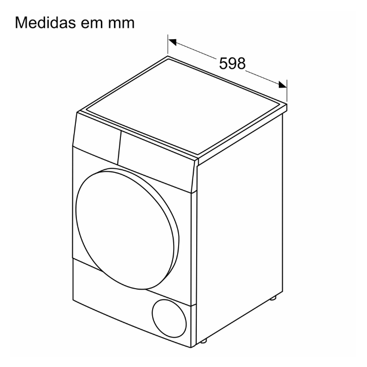 Bosch WQG245D0ES 9Kg Class A dryer, front and top view, 598mm wide.