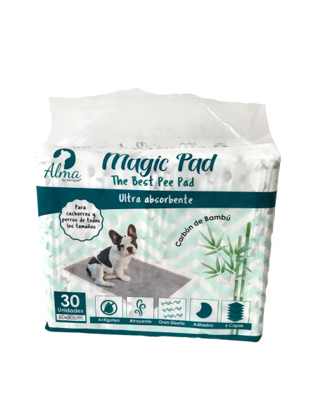 Tapetes Higiénicos Alma Magic Pad Ultra Absorventes para Cães 60×80cm 30un Absorção até 3 Litros