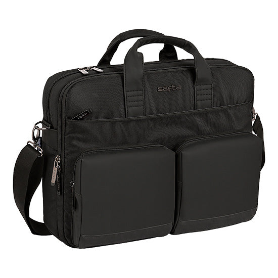 Mala para portátil Safta Business 15.6" USB preta com alça e puxadores.
