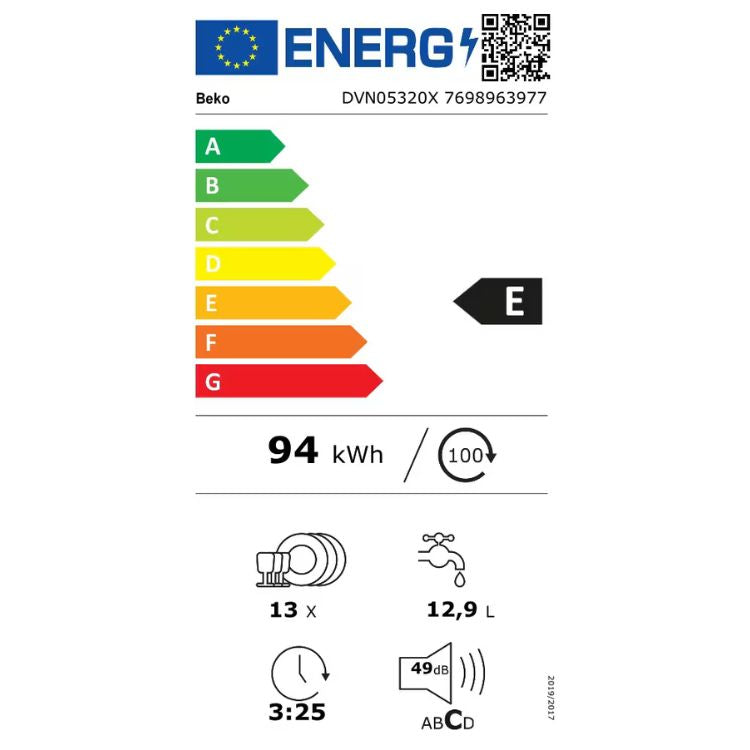 Máquina de Lavar Loiça Beko DVN05320X 13 Conjuntos