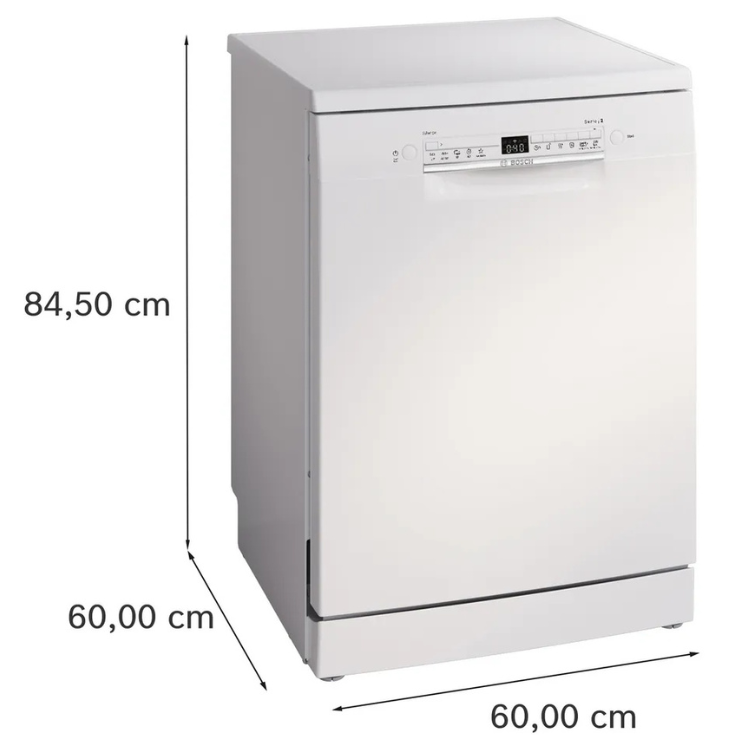 Bosch Serie 2 white dishwasher, 60x60x84.5cm, 13 sets, digital display.