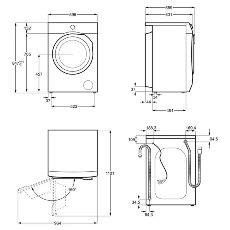 Máquina de Lavar Roupa AEG LFA6I8472A 8Kg 1200RPM Classe A Branco