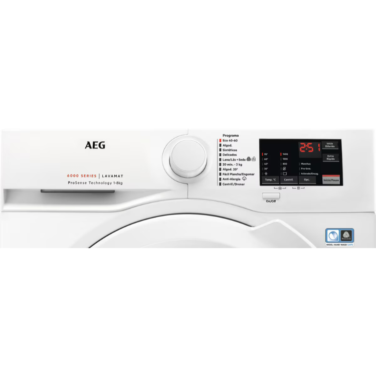 Máquina de Lavar Roupa AEG LFA6I8472A 8Kg 1200RPM Classe A Branco