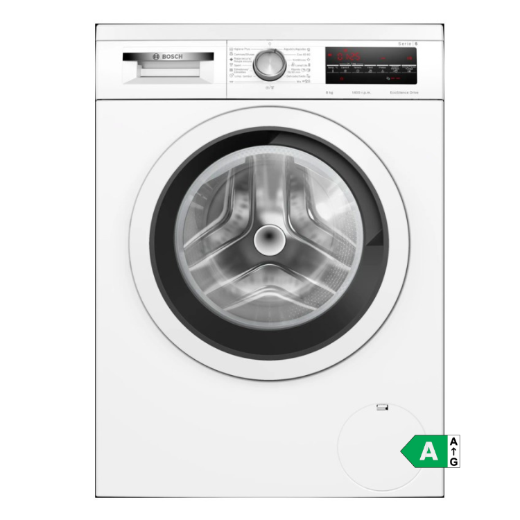 Máquina de lavar roupa Bosch Serie 6 WUU28T63ES, 8Kg, 1400RPM, Classe A, branca.
