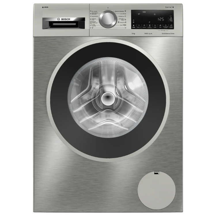 Bosch Serie 6 Washing Machine, stainless steel, 9kg, 1400RPM, A rated.